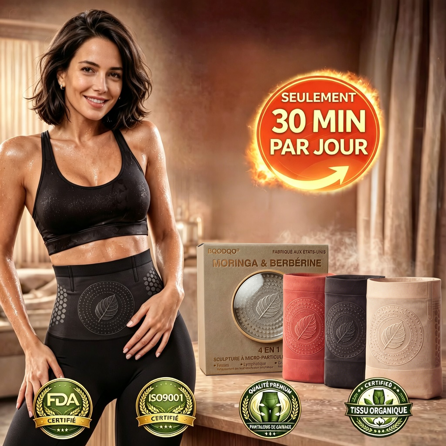 📢☘️ Boutique officielle de la marque | ✅ BQODQO® 2026 – Short sculptant et brûle-graisse 4-en-1 aux microparticules (Moringa & Berbérine)