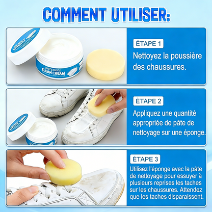 🇫🇷Pâte de nettoyage multifonctionnelle pour chaussures blanches HEATWOLF® (éponge intégrée) – Formule sans rinçage✨✨