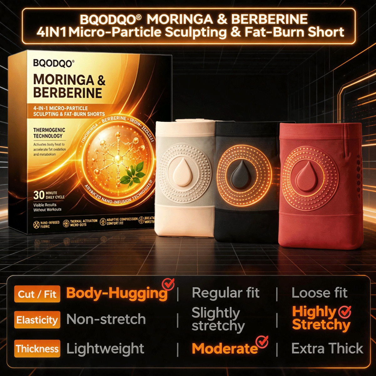 🇫🇷 Boutique officielle de la marque | ✅ BQODQO® 2026 💡 Short sculptant et brûle-graisse 4-en-1 aux microparticules (Moringa & Berbérine)