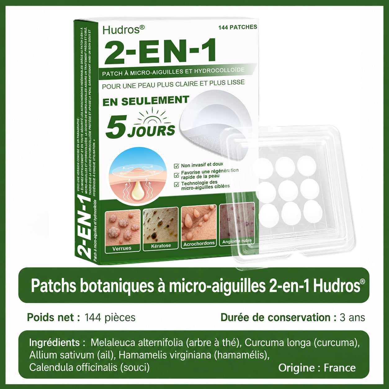 👉80% DE RÉDUCTION 🔥Hudros® Patch 2-en-1 à Micro-Aiguilles & Hydrocolloïde | Aide à Réduire l’Apparence de l’Acné, des Verrues Plates et des Acrochordons | Patchs Invisibles pour le Visage et le Corps | 144 Pièces 🔥