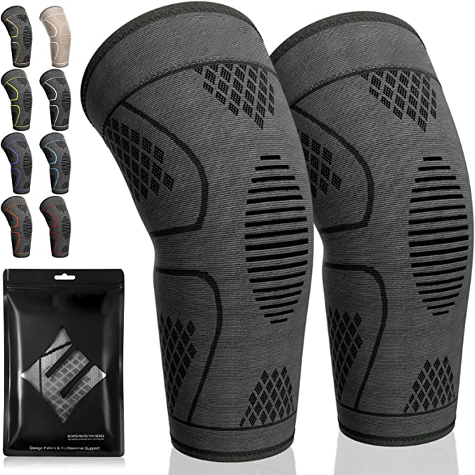 Lot de 2 genouillères de compression pour douleurs au genou, course, entraînement, gym, randonnée, arthrite, ACL, PCL, soulagement des douleurs articulaires, déchirure du ménisque, récupération après blessure, sport
