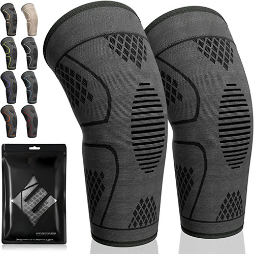Lot de 2 genouillères de compression pour douleurs au genou, course, entraînement, gym, randonnée, arthrite, ACL, PCL, soulagement des douleurs articulaires, déchirure du ménisque, récupération après blessure, sport