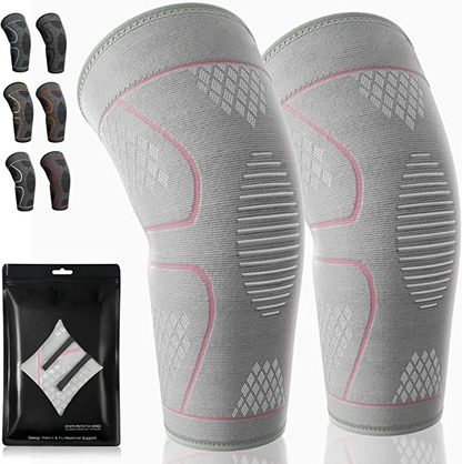 Lot de 2 genouillères de compression pour douleurs au genou, course, entraînement, gym, randonnée, arthrite, ACL, PCL, soulagement des douleurs articulaires, déchirure du ménisque, récupération après blessure, sport